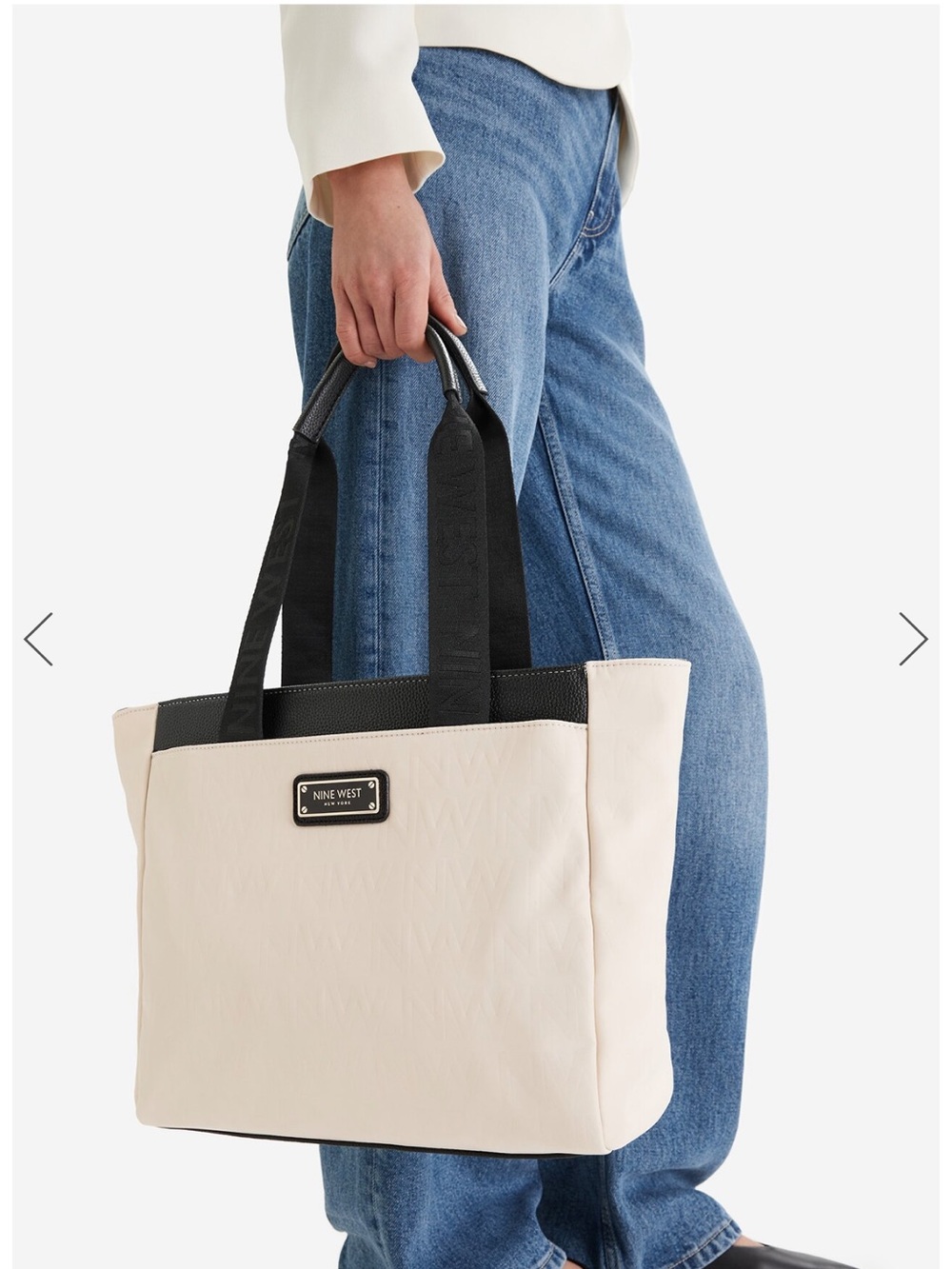 Nine West Cream and Black Tote new with tags